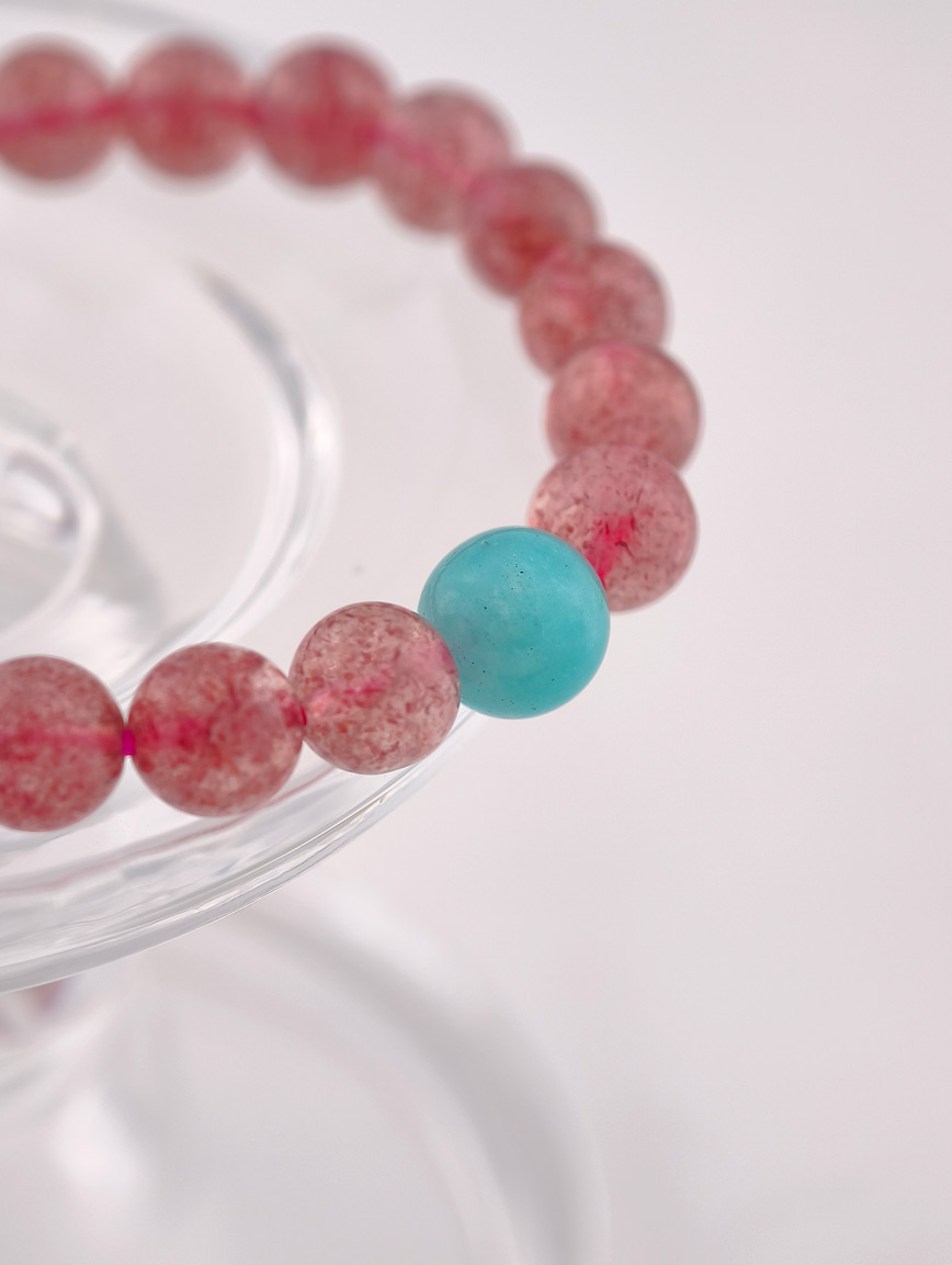 Natural Strawberry Quartz and Amazonite Bracelet image