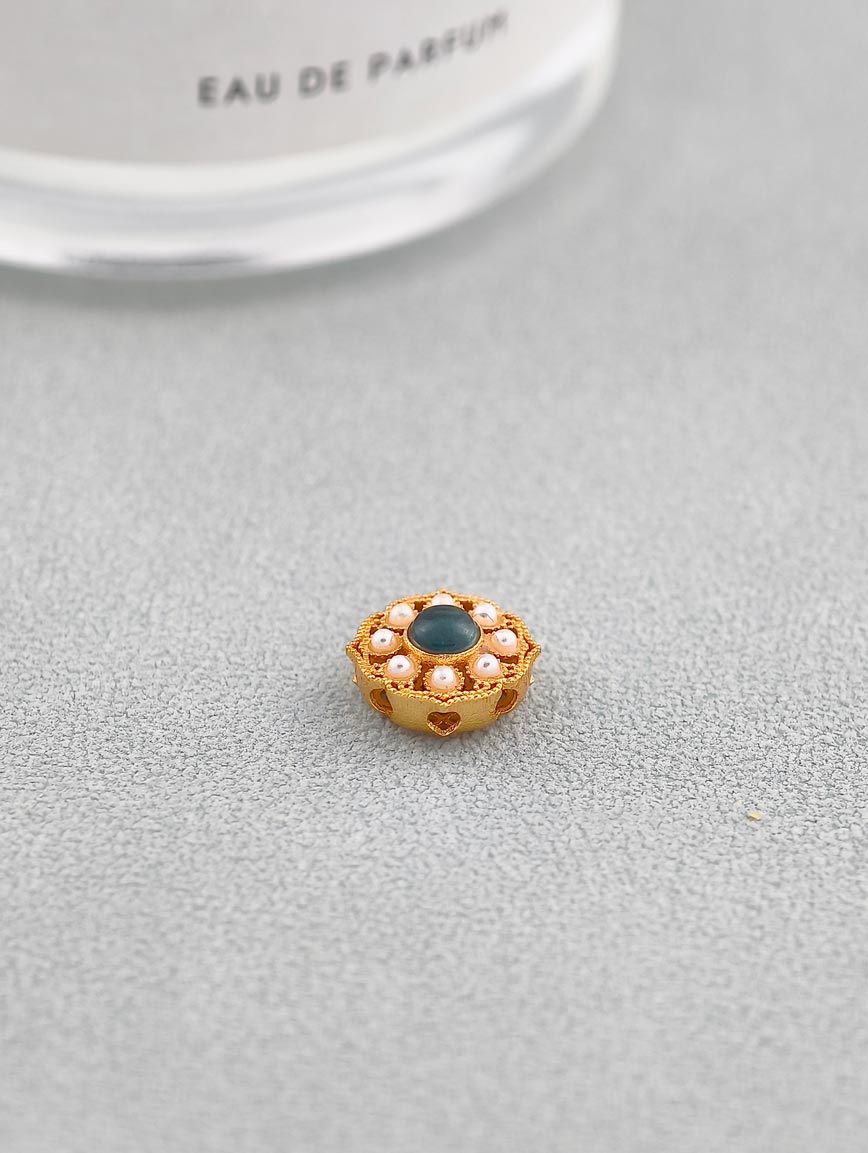 Natural Tourmaline Ruyi Flower Sterling Silver DIY Accessory image