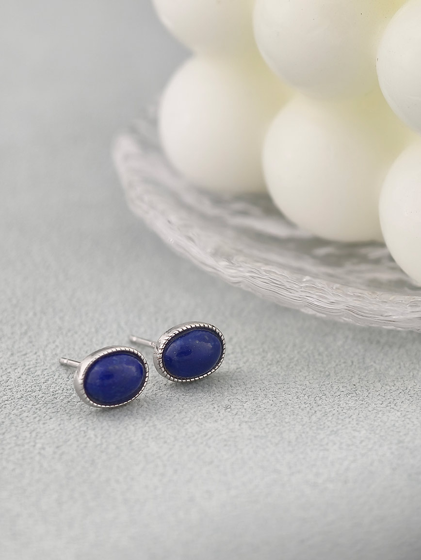 Natural Lapis Lazuli Simple Style Earrings image