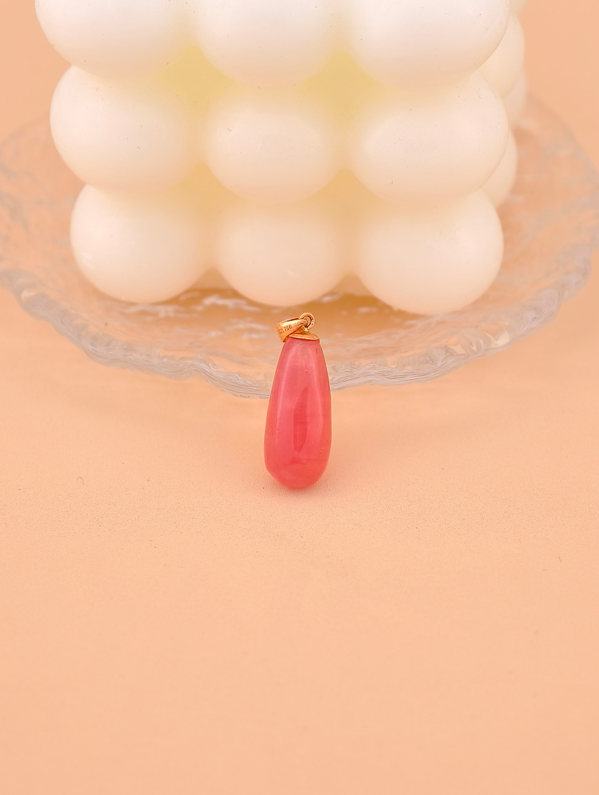 18K Gold Natural Rhodochrosite Pendant image
