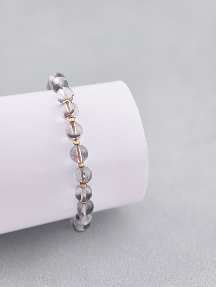 Natural Silver Rutilated Quartz Simple Style Bracelet image