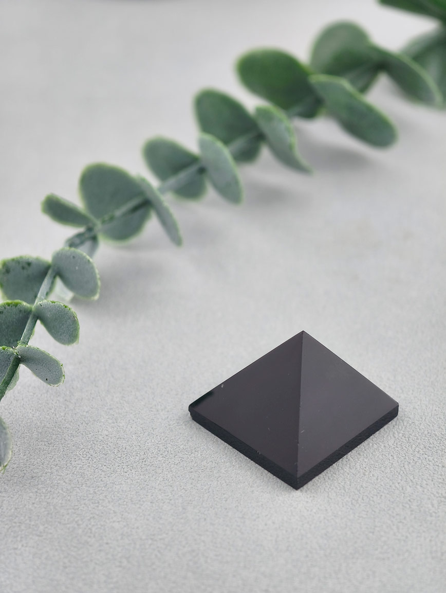 Natural Black Agate Pyramid Ornament image
