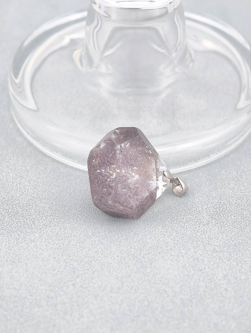 Natural Red Phantom Sterling Silver Pendant image