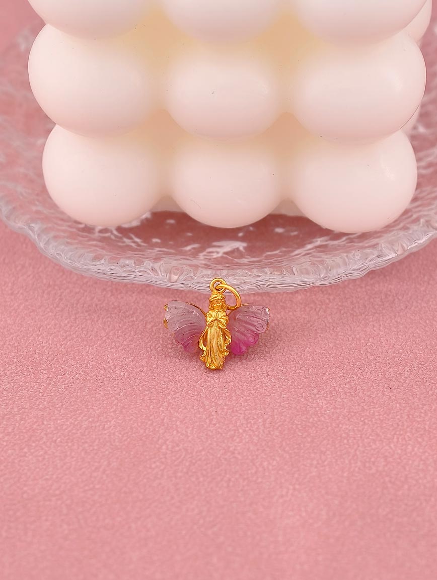 Natural Pink Tourmaline Sterling Silver Pendant image