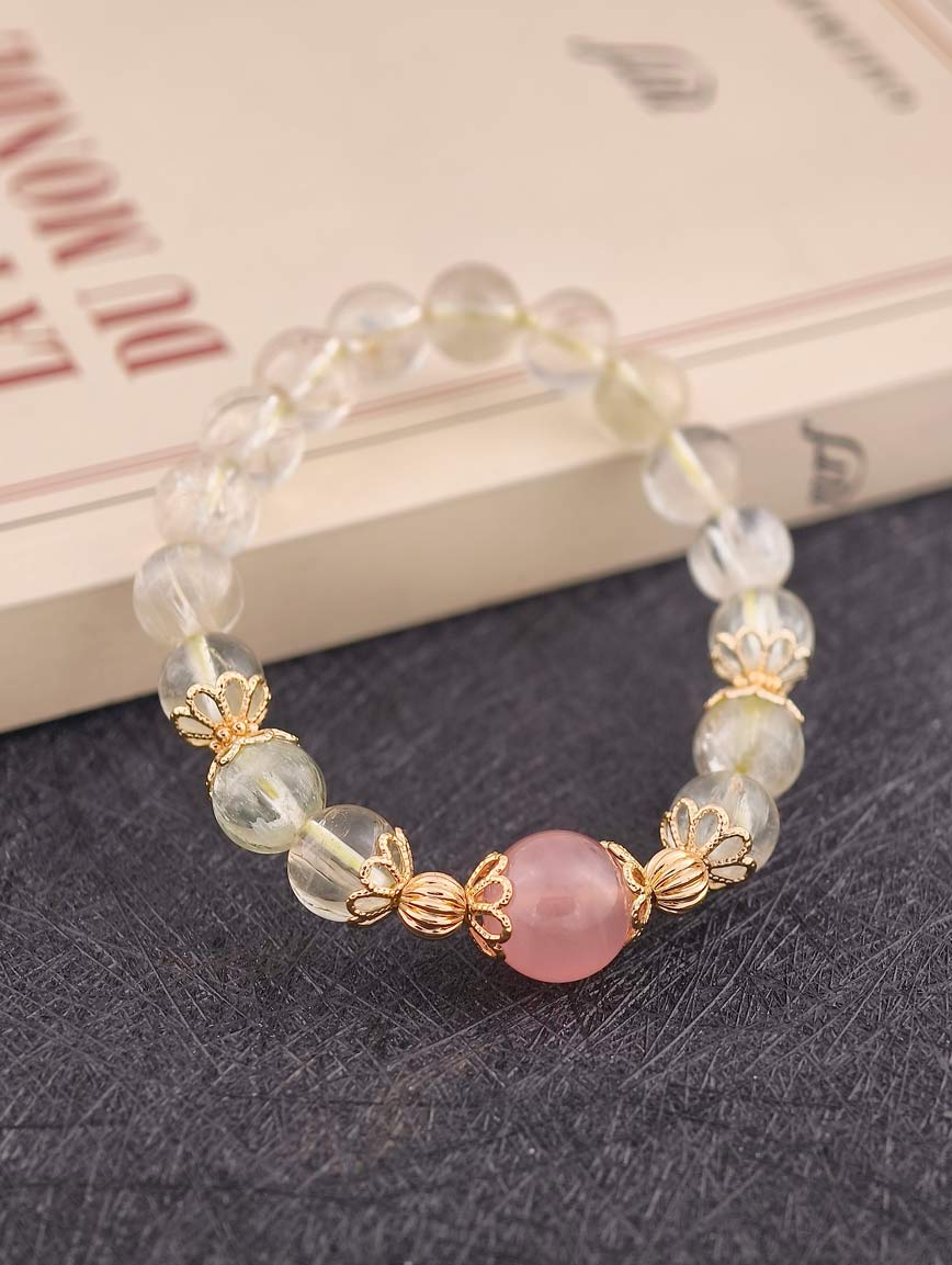 Natural Green Kunzite and Rose Quartz Bracelet image