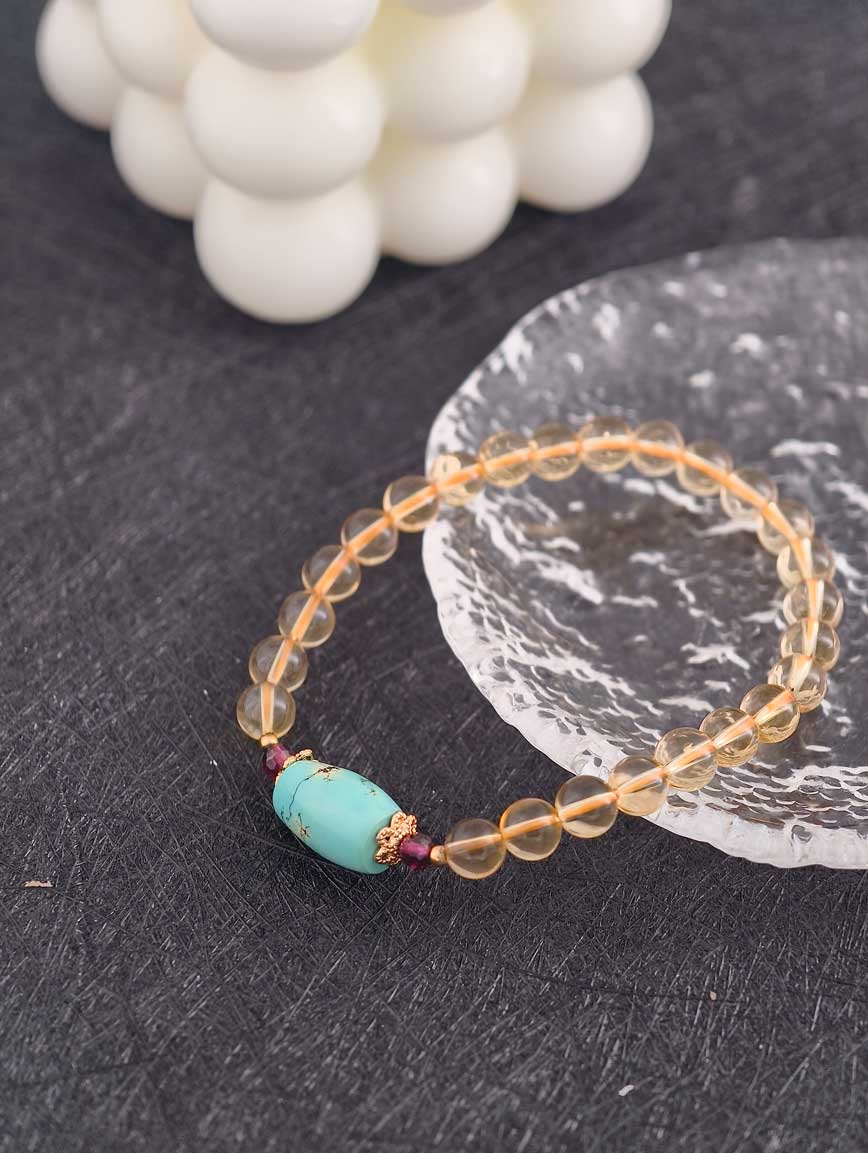 Natural Citrine and Turquoise Garnet Bracelet image