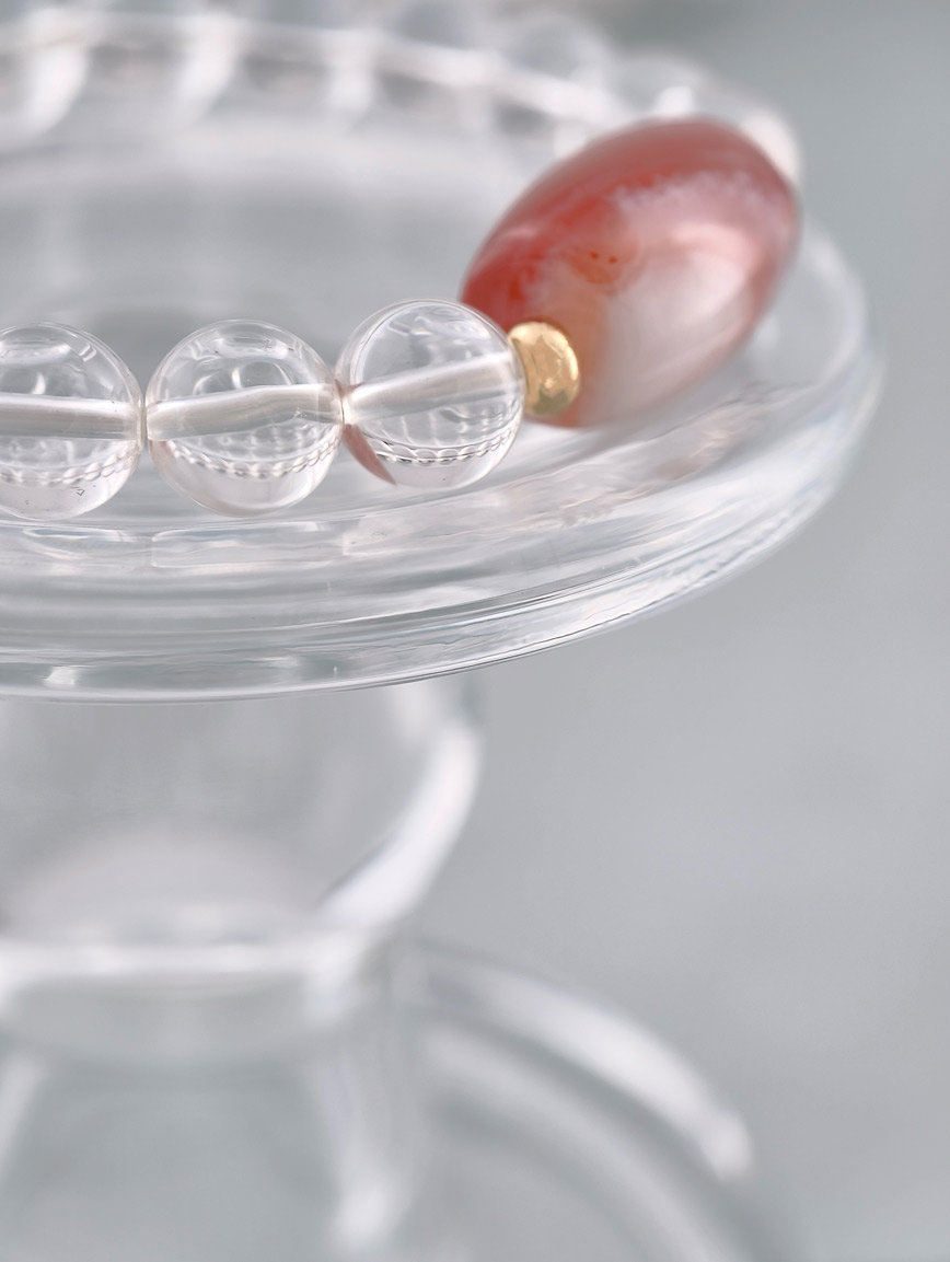 Natural Clear Quartz and South Red Agate Lucky Bead Bracelet image