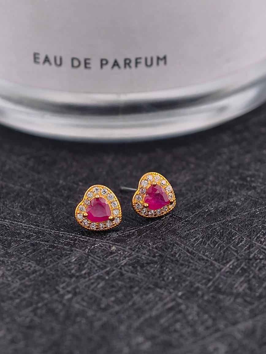 Natural Heart Ruby Sterling Silver Earrings image