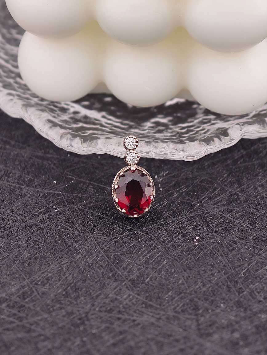Natural Garnet Sterling Silver Pendant image