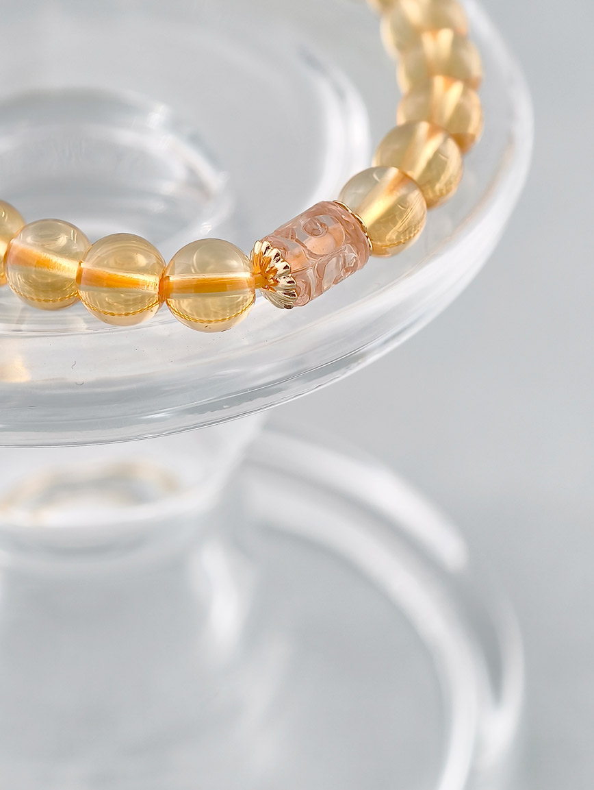 Natural Citrine and Yellow Tourmaline Lucky Bead Bracelet image