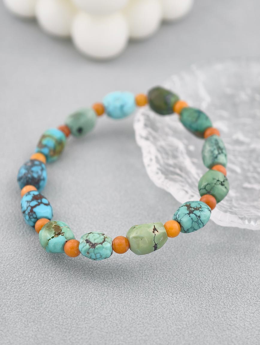 Natural Turquoise and Beeswax Bracelet image