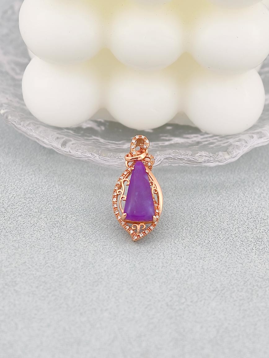 18K Gold Sugilite Diamond Pendant image