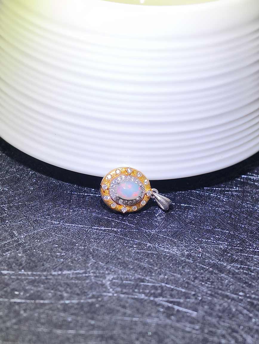 Natural Opal Sterling Silver Pendant image