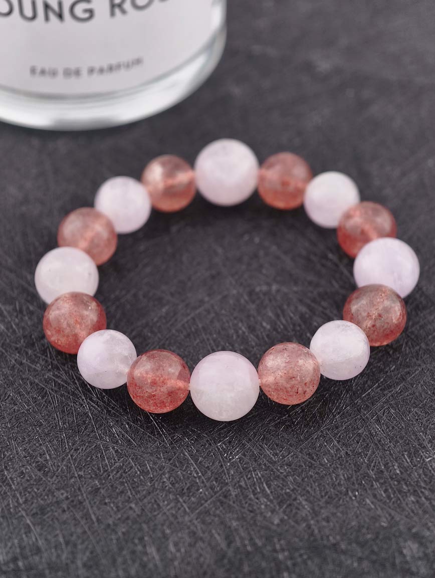 Natural Amethyst and Strawberry Quartz Bracelet image