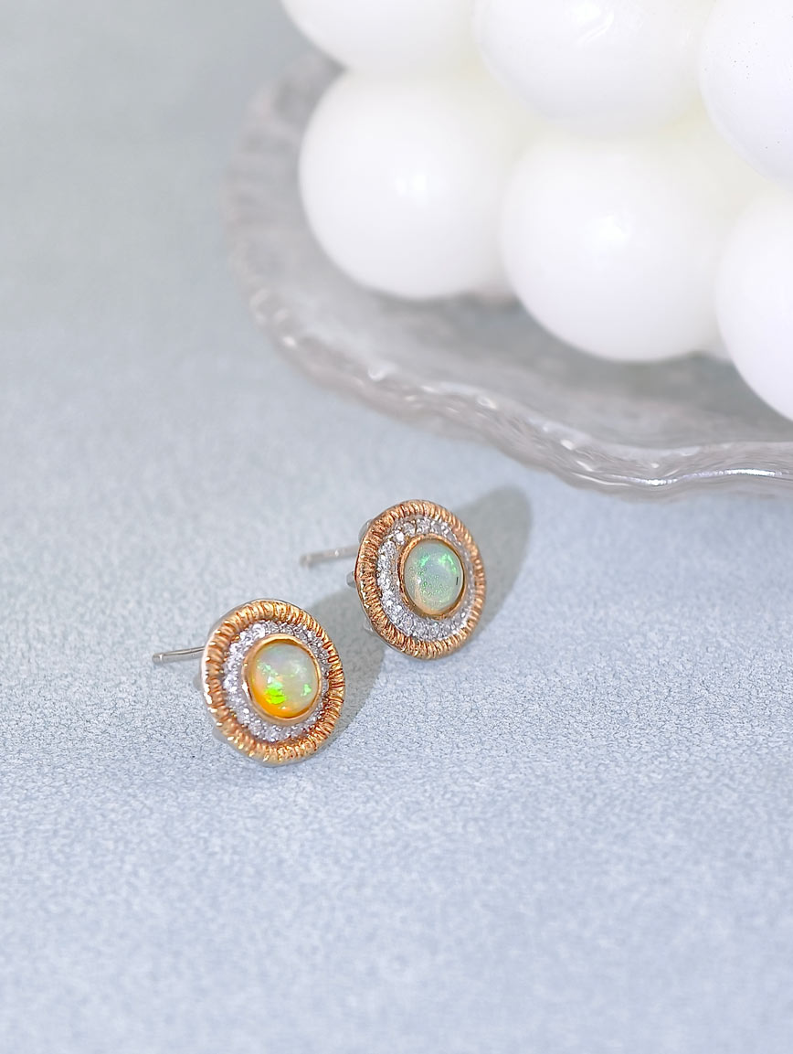 Natural Opal Sterling Silver Earrings image