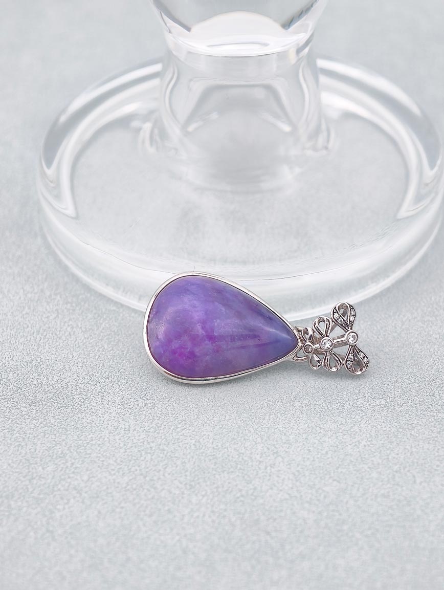 Natural Sugilite Delicate Style Sterling Silver Pendant image