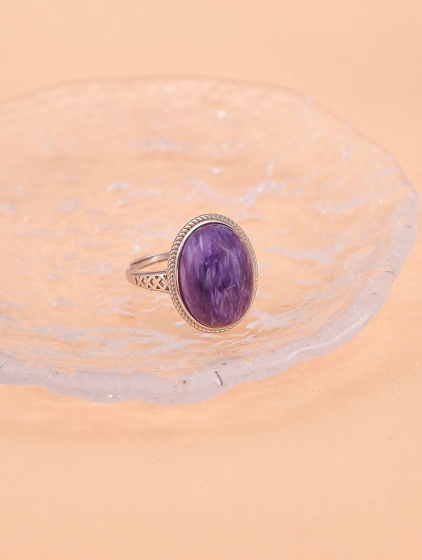 Natural Charoite Simple Ring image