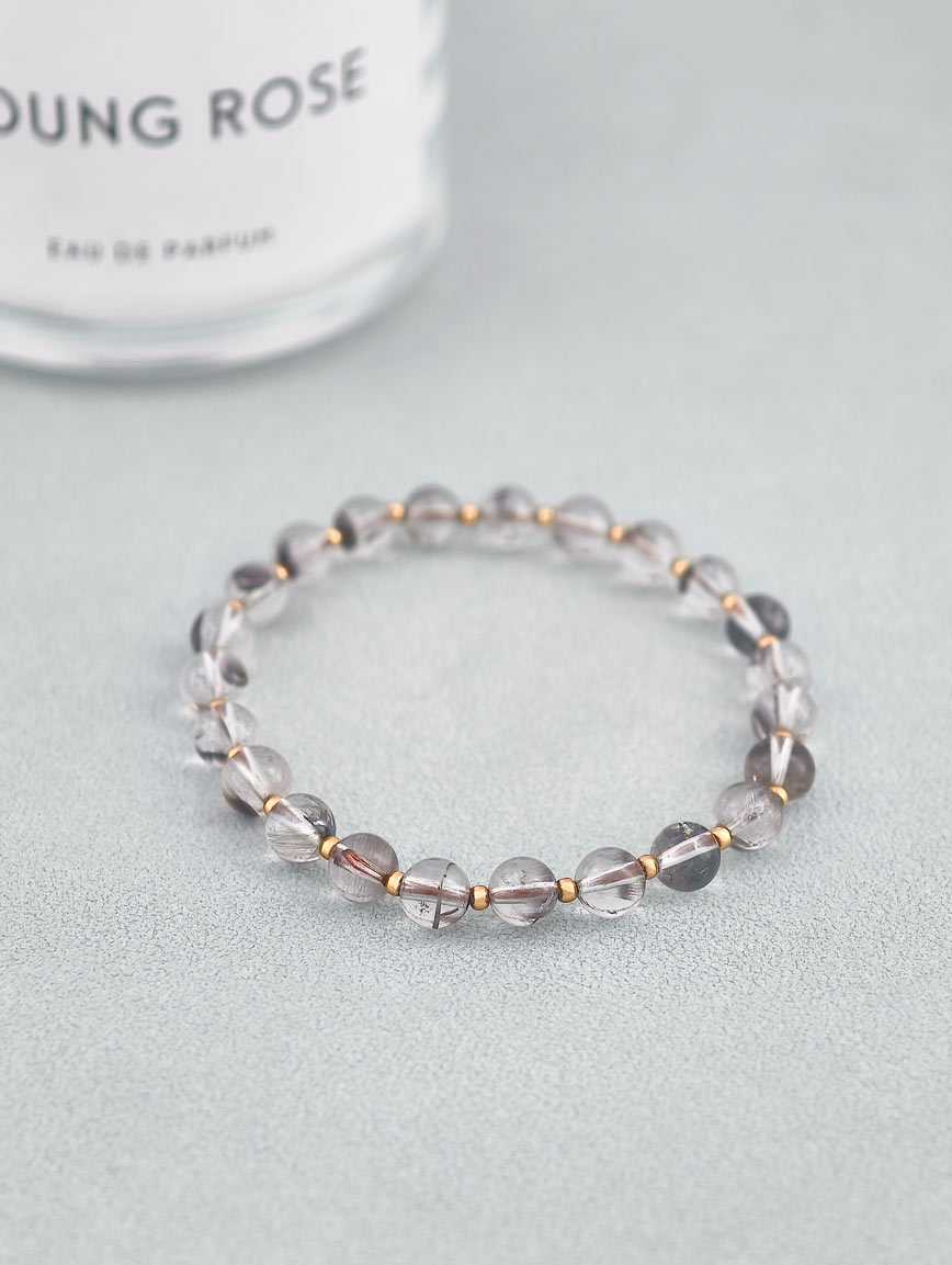 Natural Silver Rutilated Quartz Simple Style Bracelet image