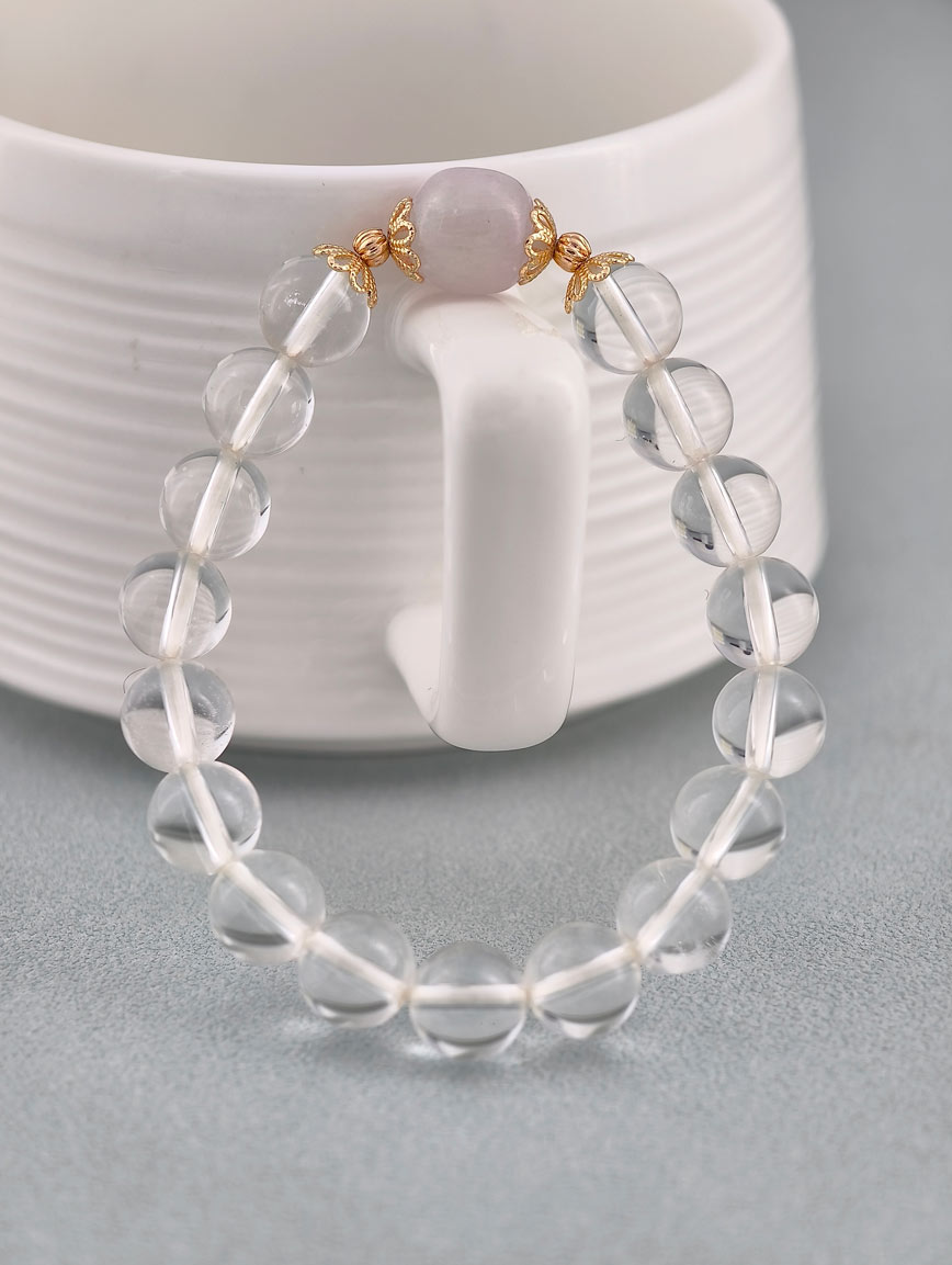 Natural Clear Quartz and Kunzite Bracelet image