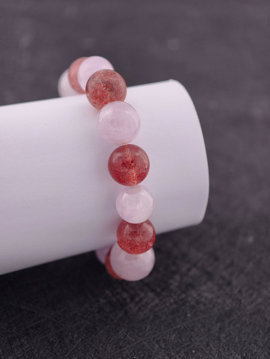 Natural Amethyst and Strawberry Quartz Bracelet image