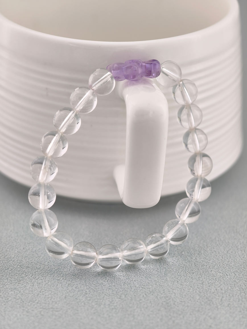 Clear Quartz and Amethyst Bow Bracelet image