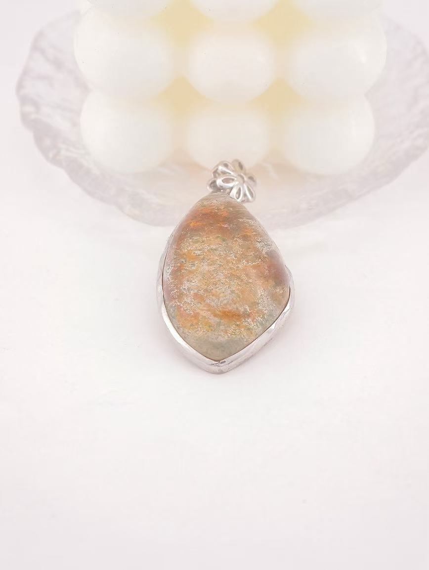 Natural Colorful Phantom Delicate Style Sterling Silver Pendant image