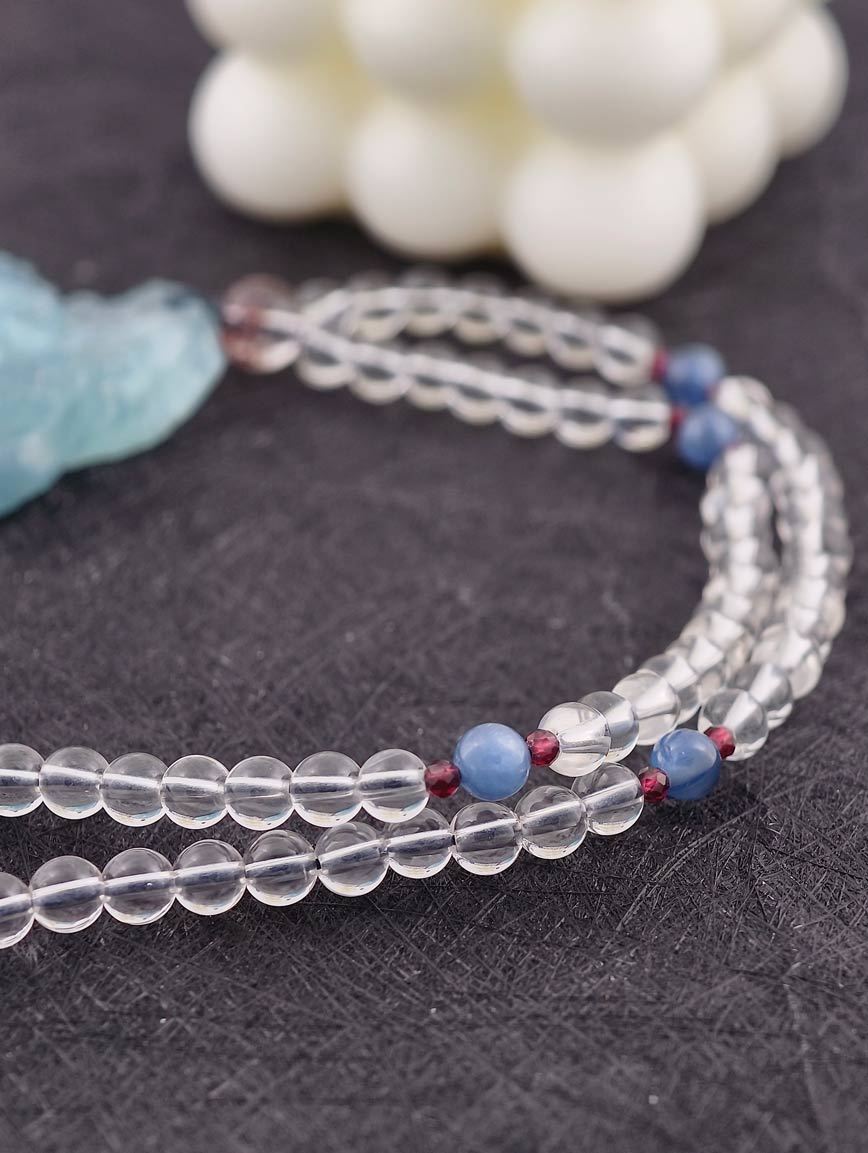Aquamarine Pendant Clear Quartz Garnet Kyanite Super Seven Necklace image