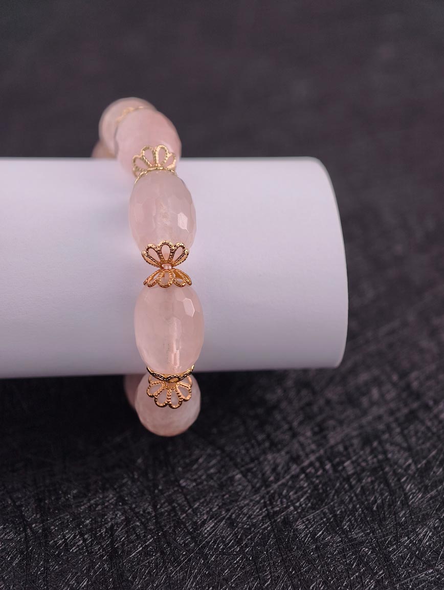 Natural Date Shaped Rose Quartz Bracelet image