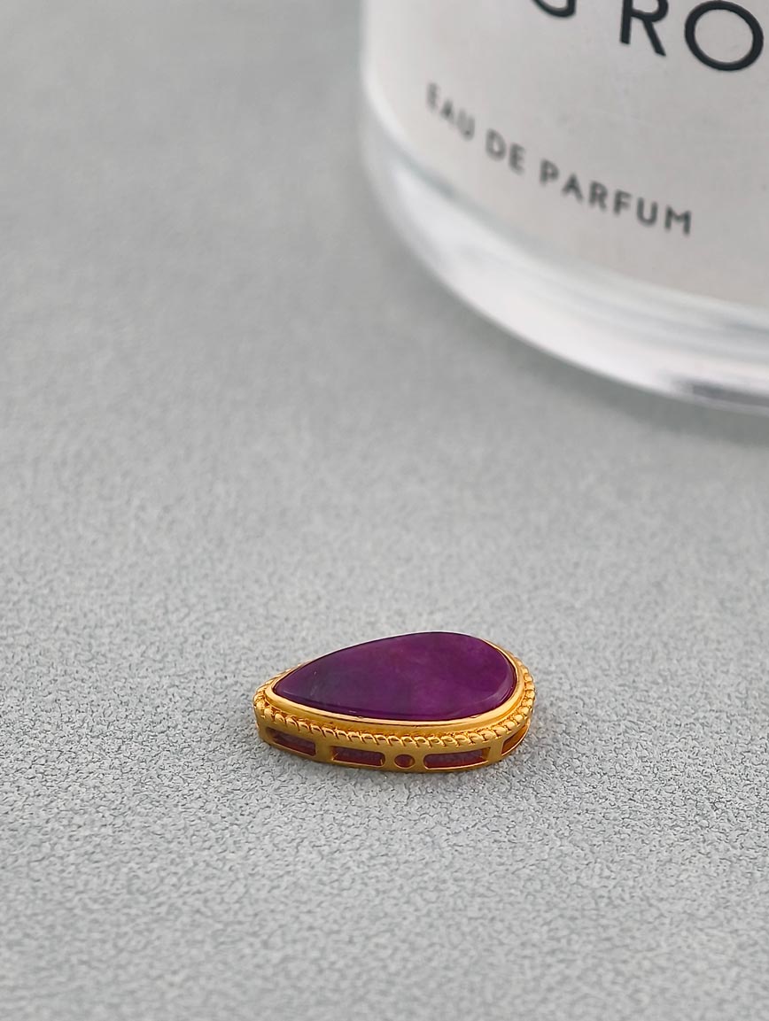 18K Gold Inlaid Natural Water Drop Shaped Sugilite DIY Accessory image
