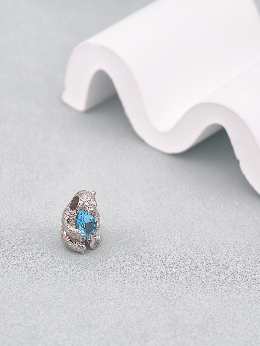 Natural Blue Topaz Bear Hug Pendant image