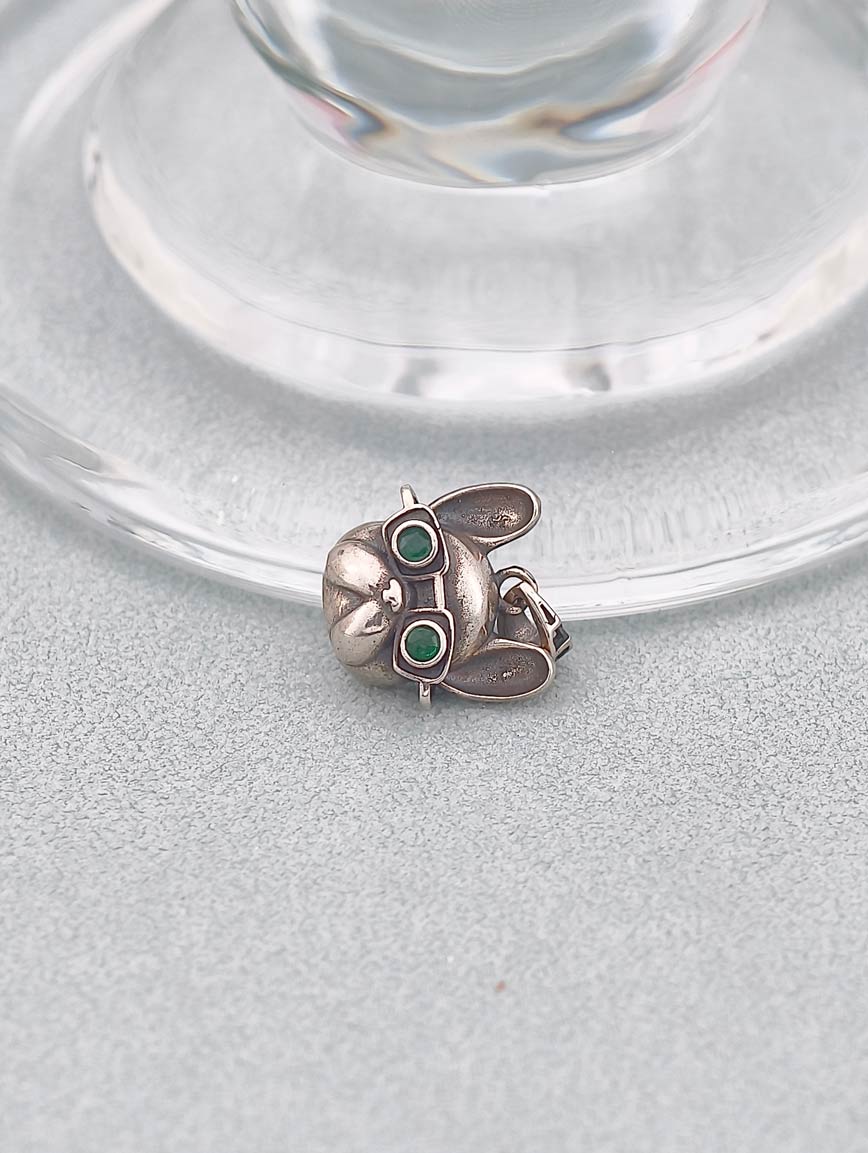 French Bulldog Emerald Sterling Silver Pendant image