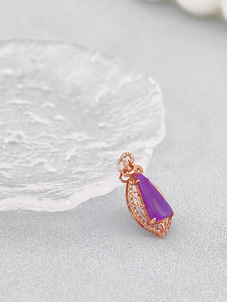 18K Gold Sugilite Diamond Pendant image