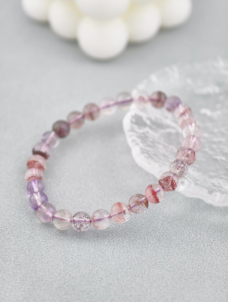 Natural Super Seven Round Bead Bracelet image