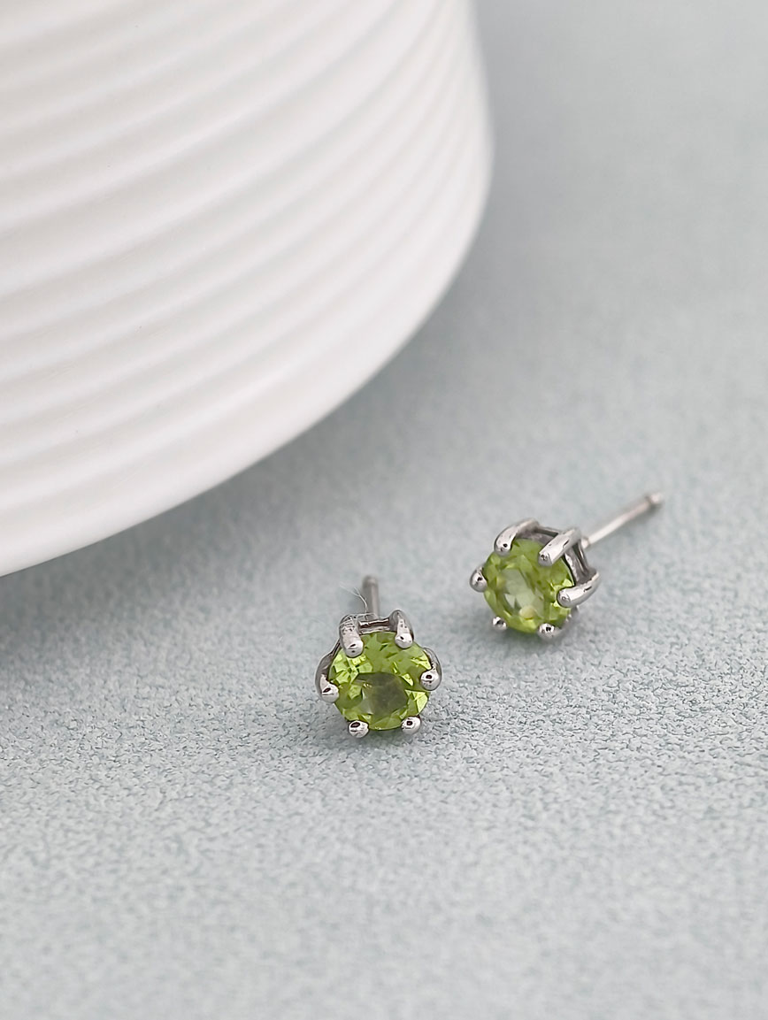 Natural Peridot Sterling Silver Earrings image
