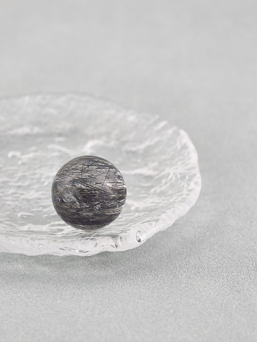 Natural Black Rutilated Quartz Ball image