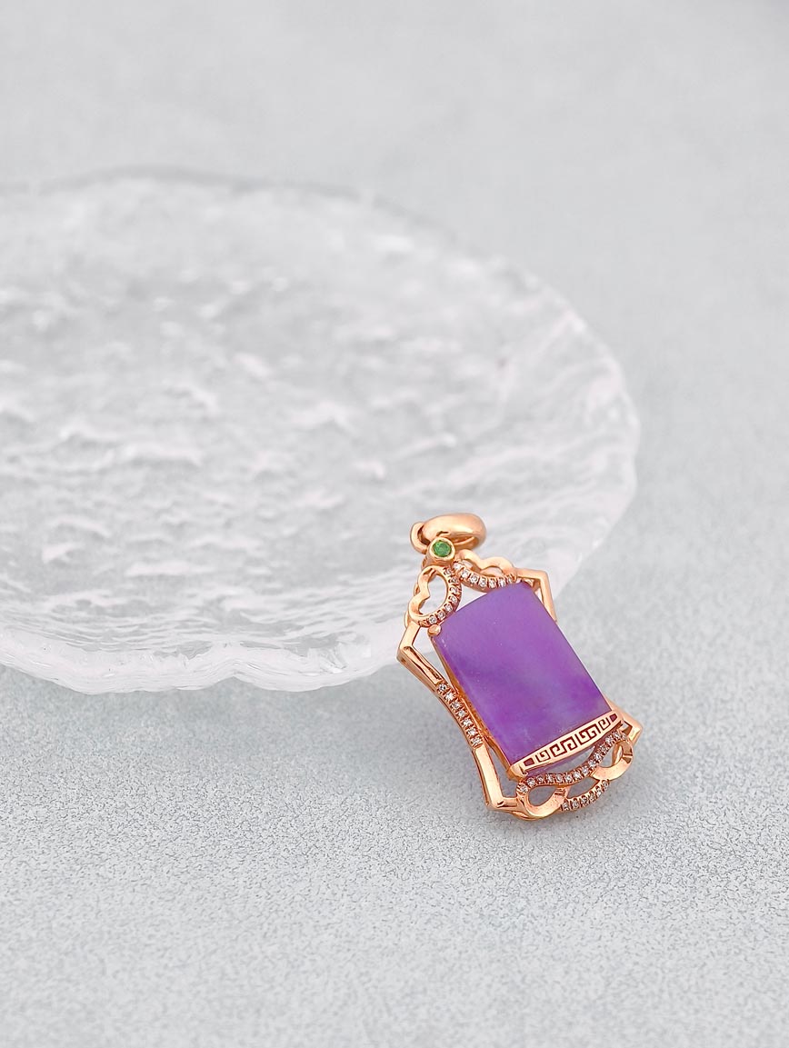 18K Gold Natural Sugilite Pendant image