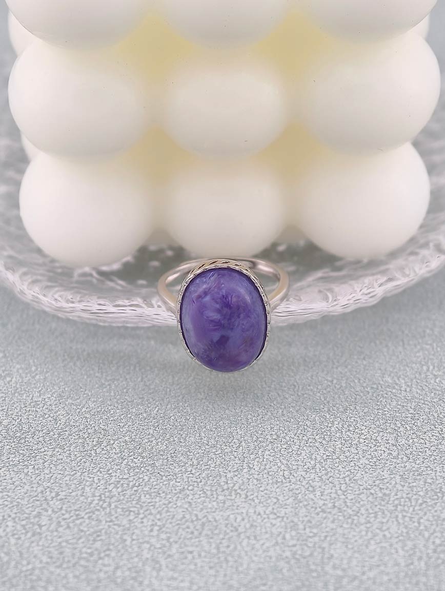 Natural Charoite Delicate Ring image