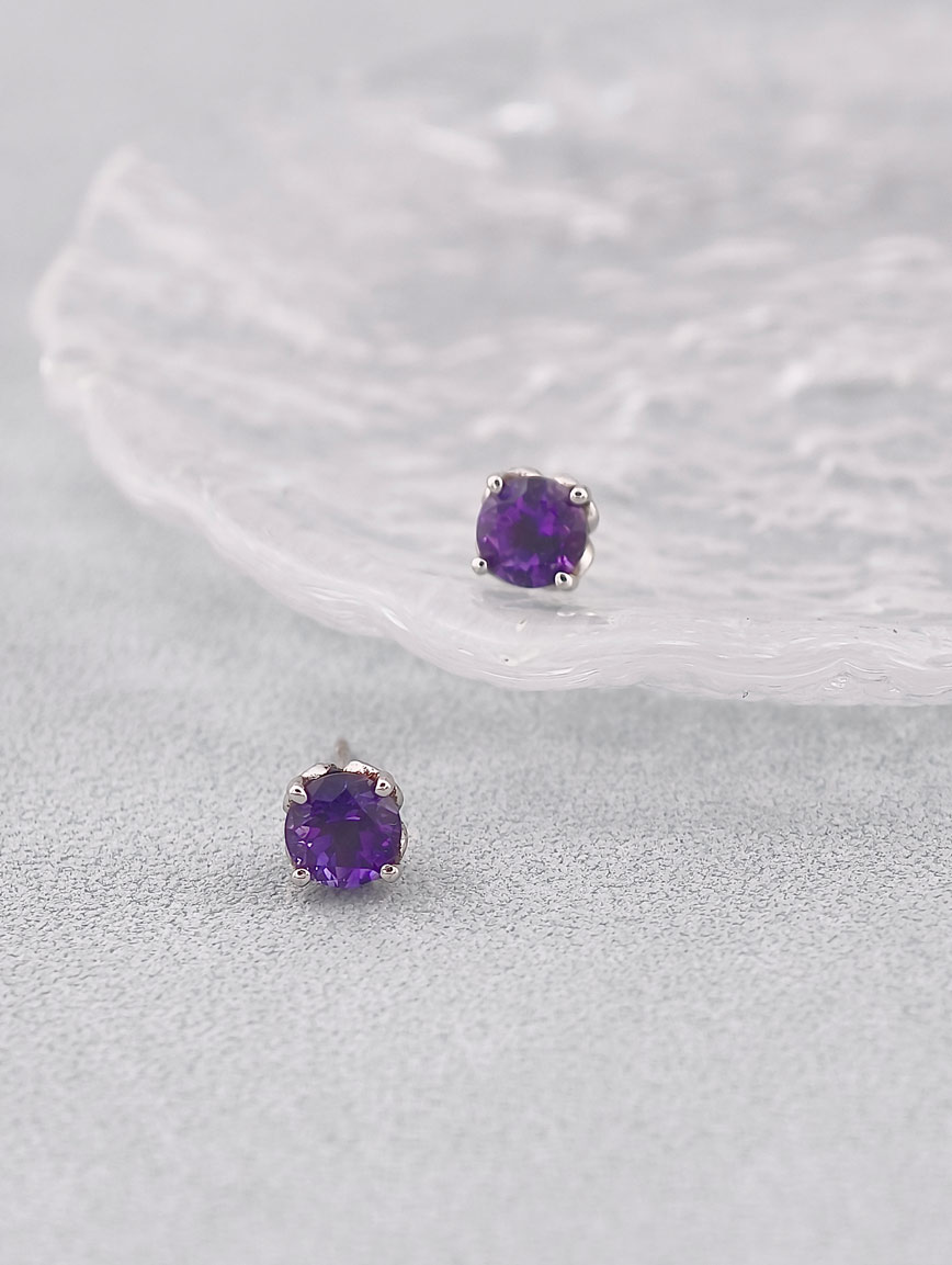 Natural Amethyst Simple Style Earrings image