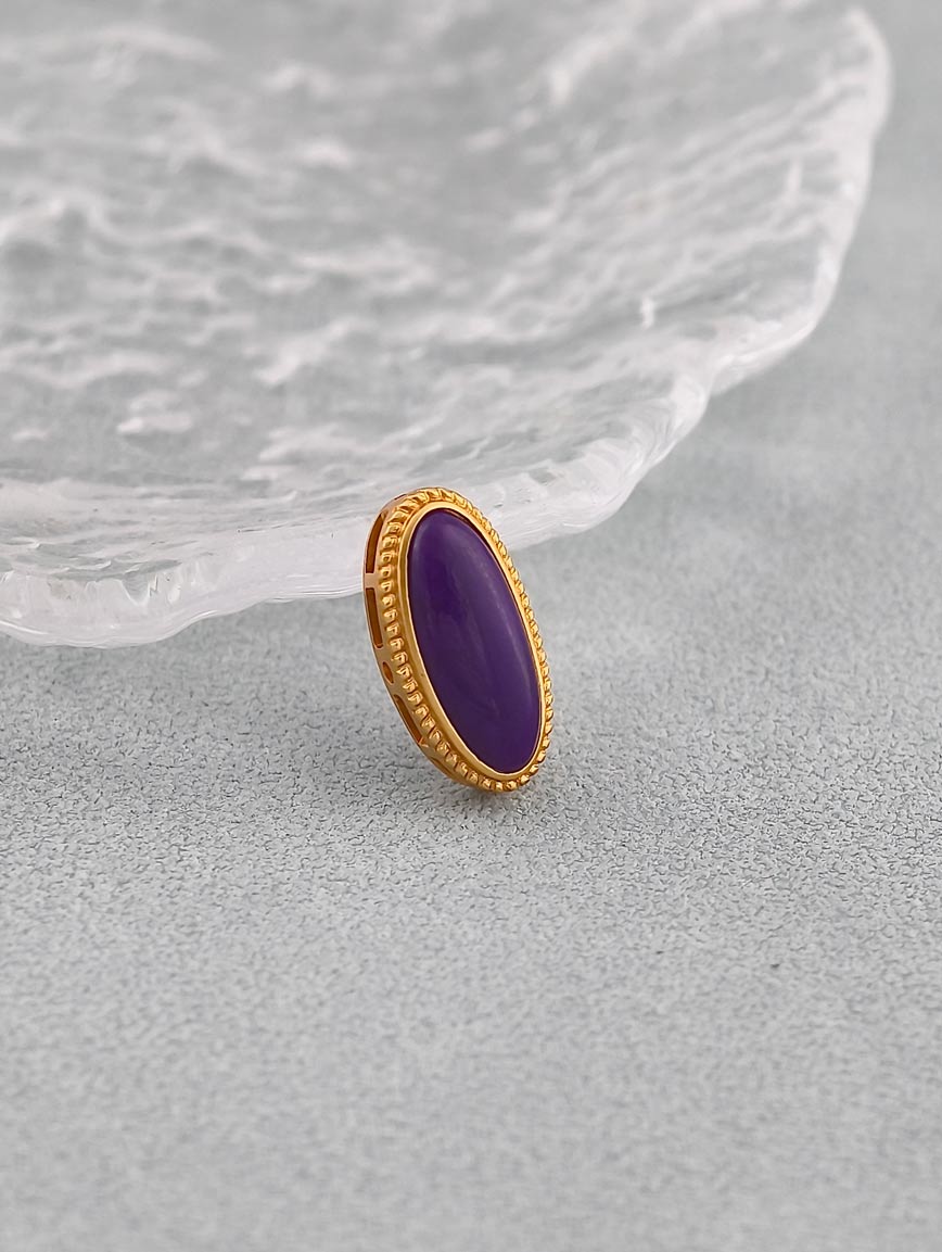 18K Gold Inlaid Oval Sugilite DIY Accessory image