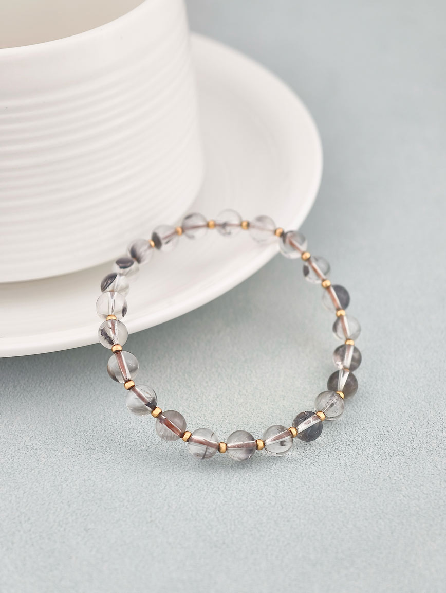 Natural Silver Rutilated Quartz Simple Style Bracelet image