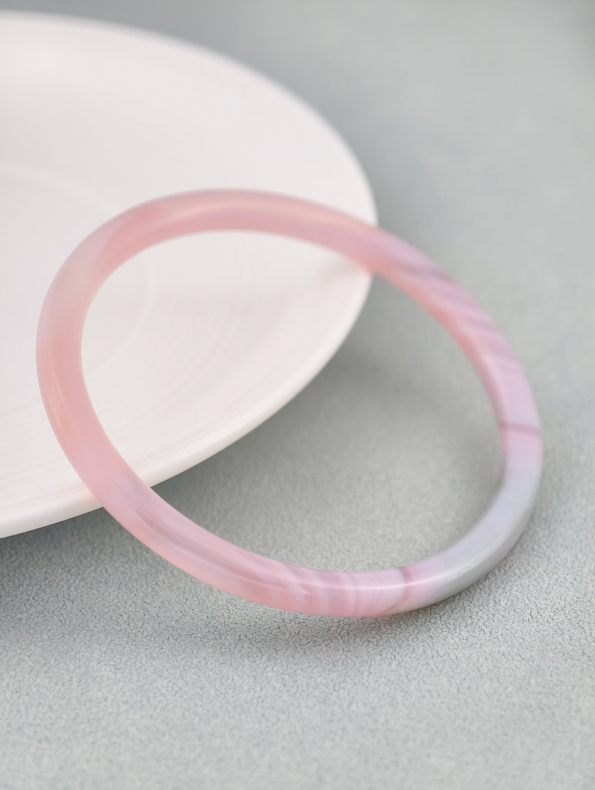 Natural Pink Chalcedony and Pink Agate Bracelet image