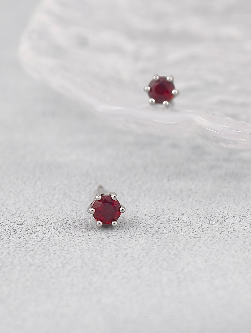 Natural Garnet Sterling Silver Earrings image