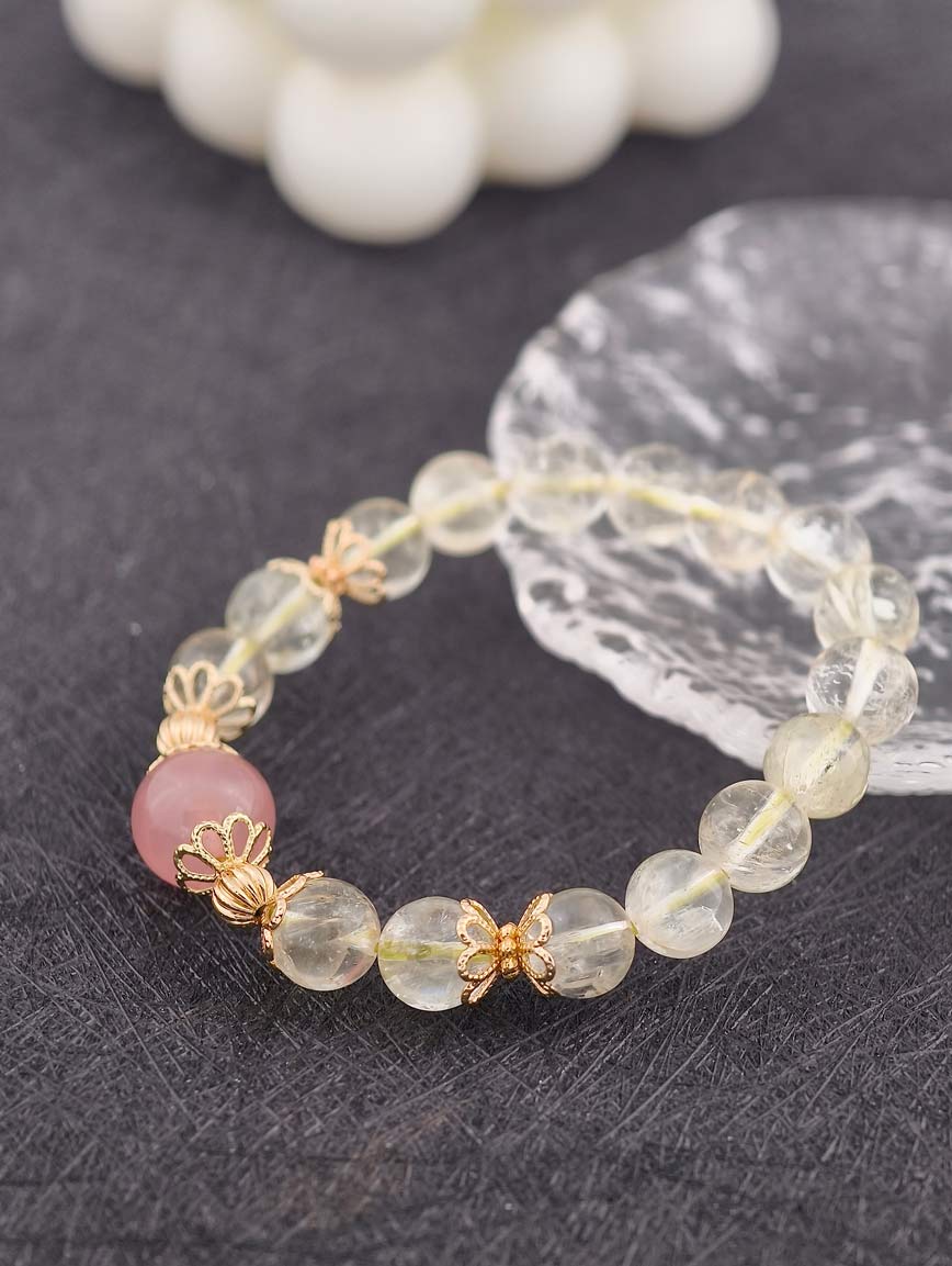Natural Green Kunzite and Rose Quartz Bracelet image