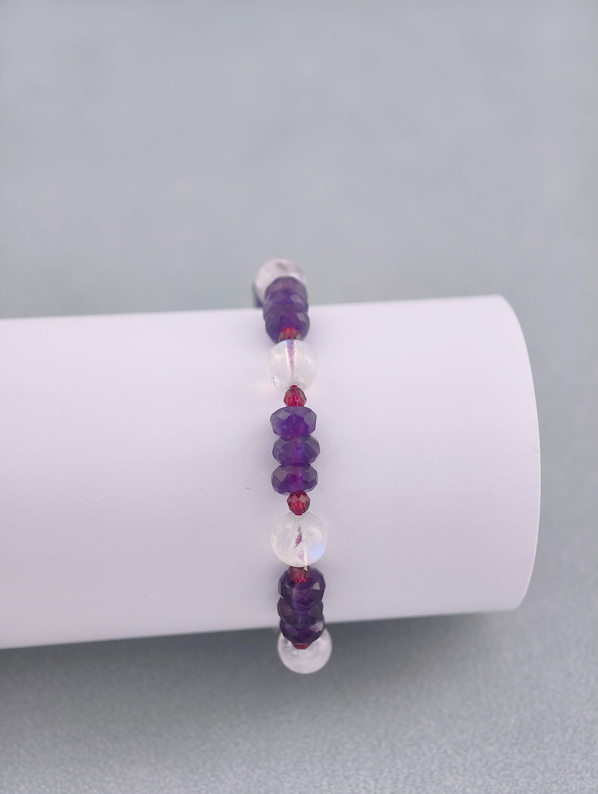Natural Amethyst and Moonstone Garnet Bracelet image