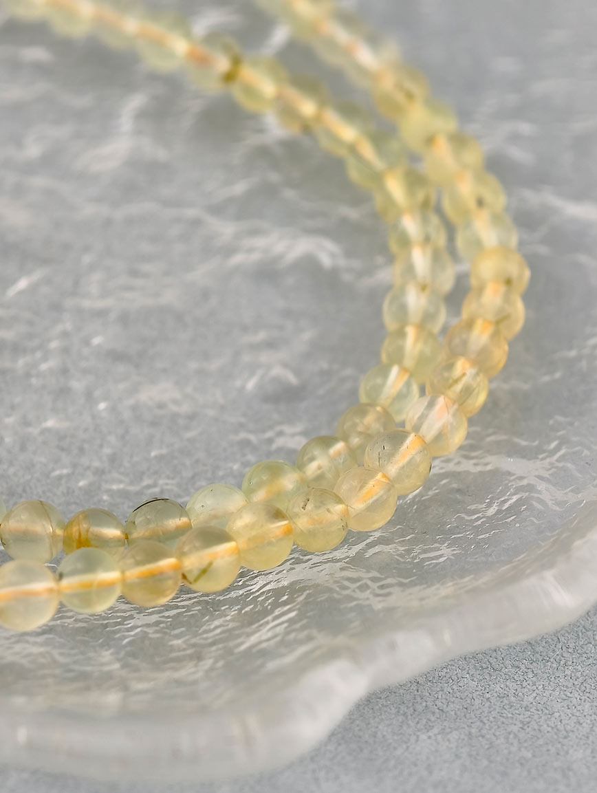 Natural Golden Prehnite Three-Wrap Bracelet image