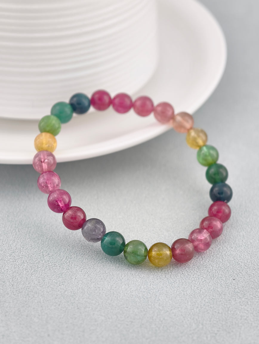 Natural Brazilian Old-Mine Rainbow Tourmaline Bracelet image