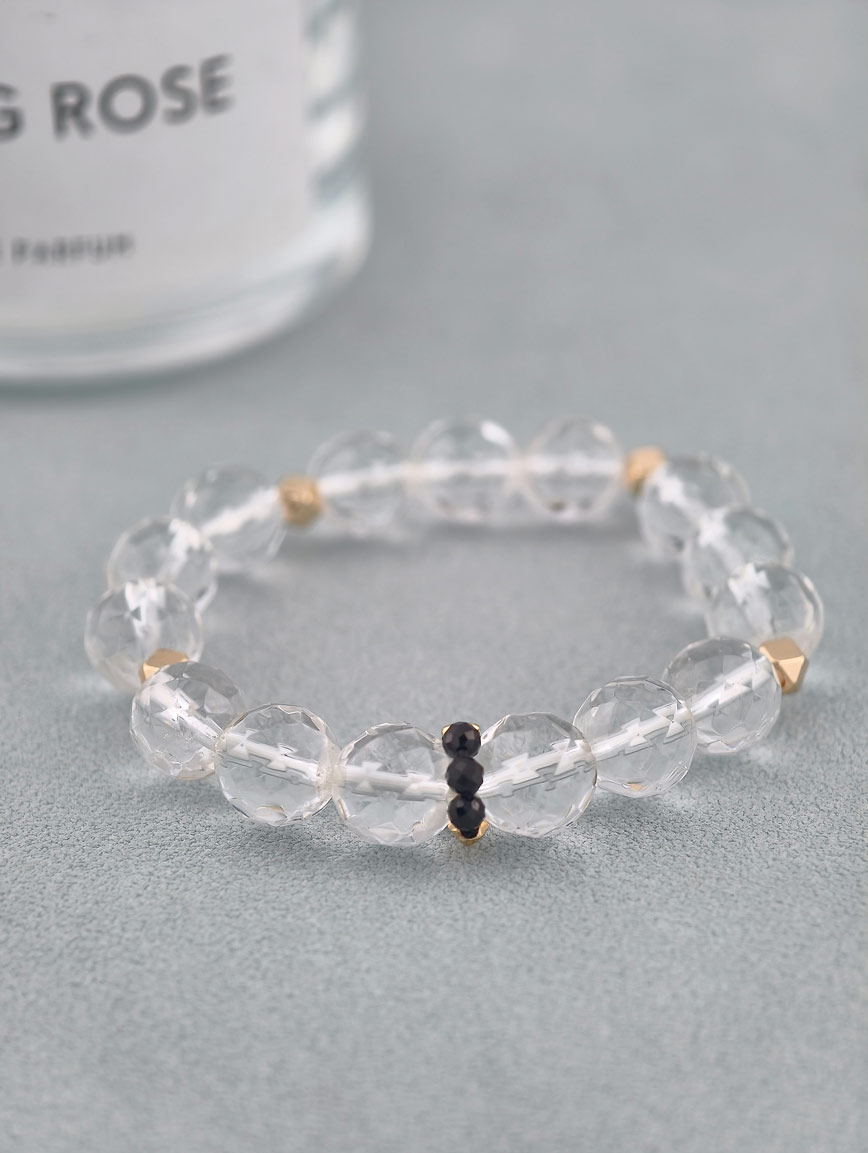 Clear Quartz and Black Spinel Bracelet image