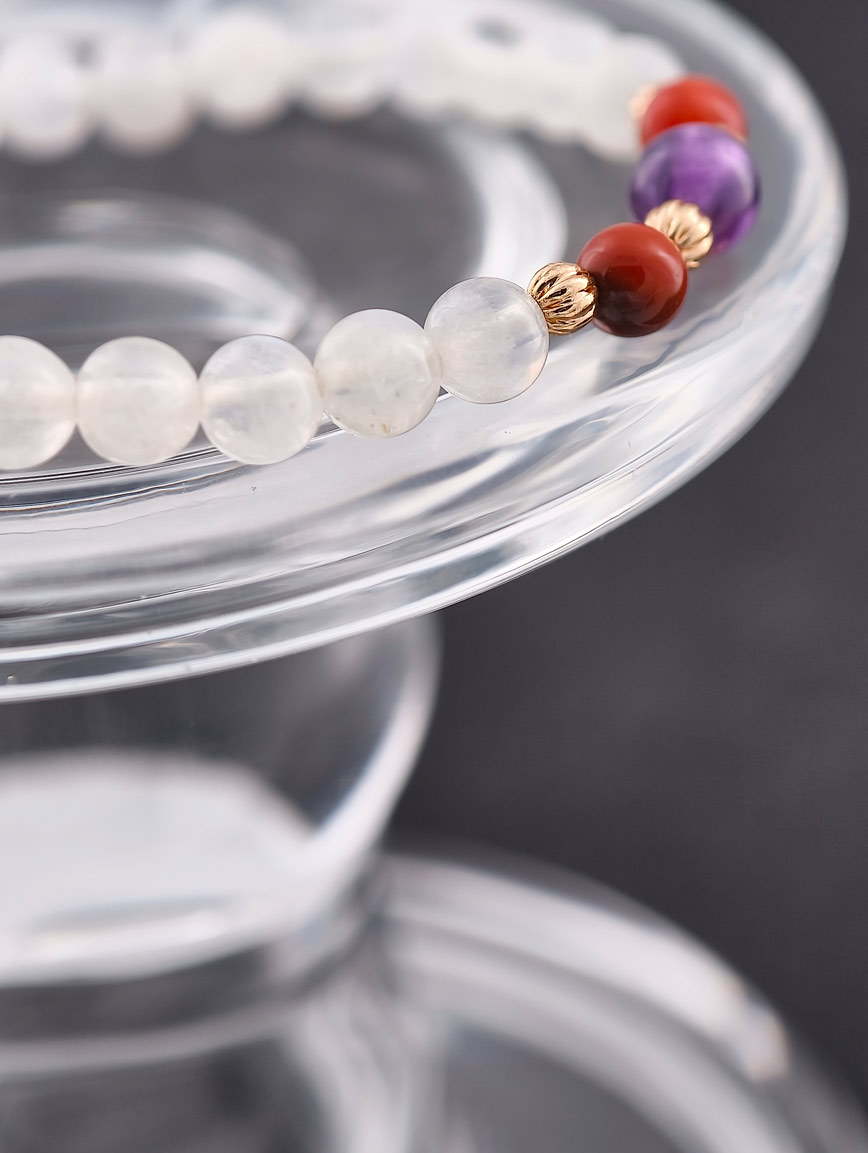 Moonstone and South Red Agate Amethyst Bracelet image