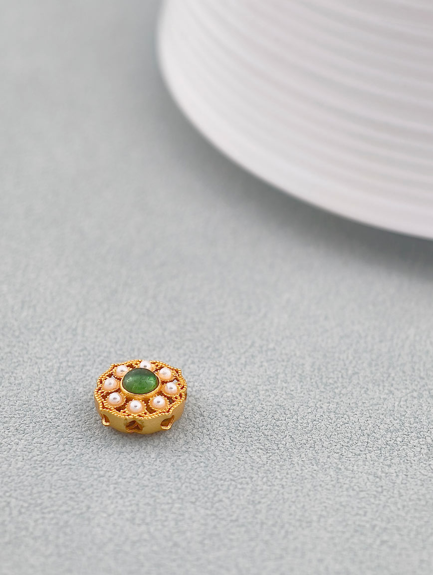 Natural Tourmaline Ruyi Flower Sterling Silver DIY Accessory image