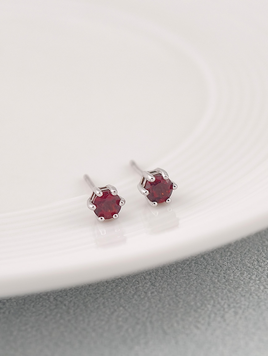 Natural Garnet Sterling Silver Earrings image